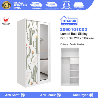 Lemari 2 Pintu Ukuran 90 Motif Kaktus