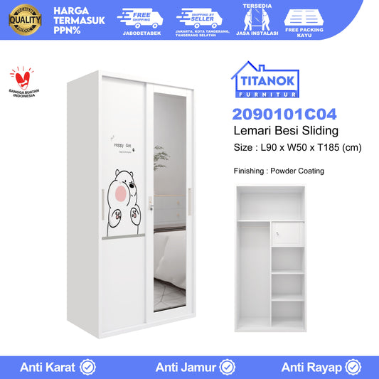 Lemari 2 Pintu Ukuran 90cm Motif Kartun Beruang