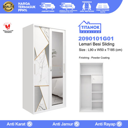 Lemari 2 Pintu Ukuran 90 Motif Geometri Gold