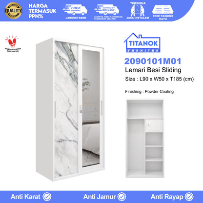 Lemari 2 Pintu Ukuran 90 Motif Marble Abu
