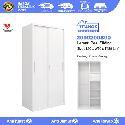 Lemari 2 Pintu Ukuran 90 Tanpa Kaca Putih