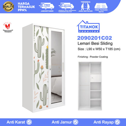 Lemari 2 Pintu Ukuran 90 Motif Kaktus