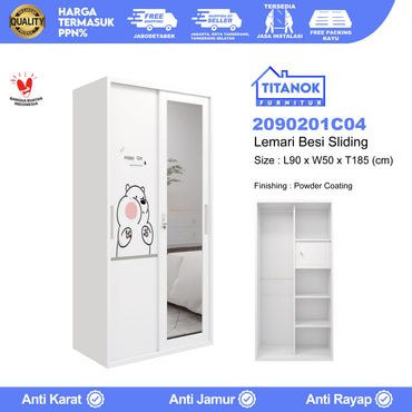 Lemari 2 Pintu Ukuran 90cm Motif Kartun Beruang