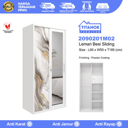Lemari 2 Pintu Ukuran 90 Motif Marble Gold