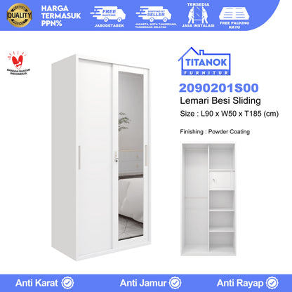 Lemari 2 Pintu Ukuran 90 Motif Putih Polos