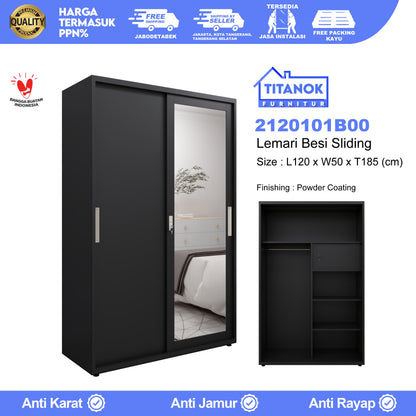 Lemari 2 Pintu Ukuran 120 Hitam Polos