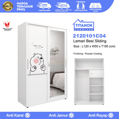 Lemari 2 Pintu Ukuran 120cm Motif Kartun Beruang