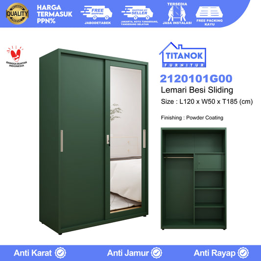 Lemari 2 Pintu Ukuran 120cm Hijau Polos