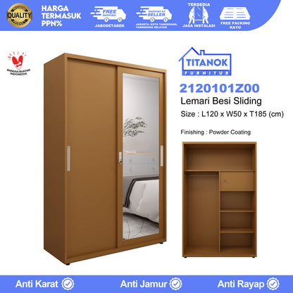 Lemari 2 Pintu Ukuran 120 Cokelat Polos