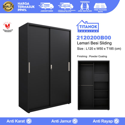 Lemari 2 Pintu Ukuran 120 Tanpa Kaca Hitam