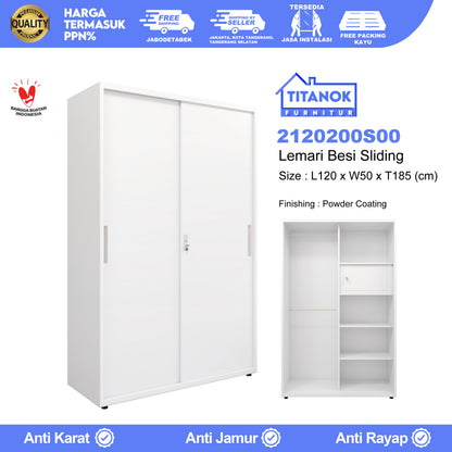 Lemari 2 Pintu Ukuran 120 Tanpa Kaca Putih