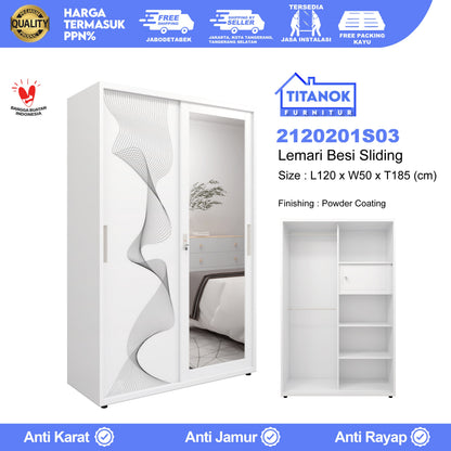 Lemari 2 Pintu Ukuran 120 Motif Gelombang