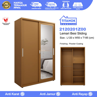 Lemari 2 Pintu Ukuran 120 Cokelat Polos
