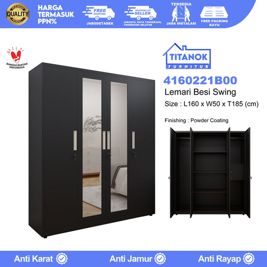 Lemari 4 Pintu Full Swing Ukuran 160cm Motif Polos