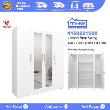 Lemari 4 Pintu Full Swing Ukuran 160cm Motif Polos
